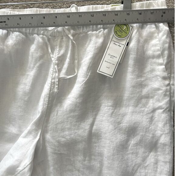 Women's White Linen Pants Charter Club Sz XL Drawstring Coastal Lagenlook Resort - Picture 7 of 10